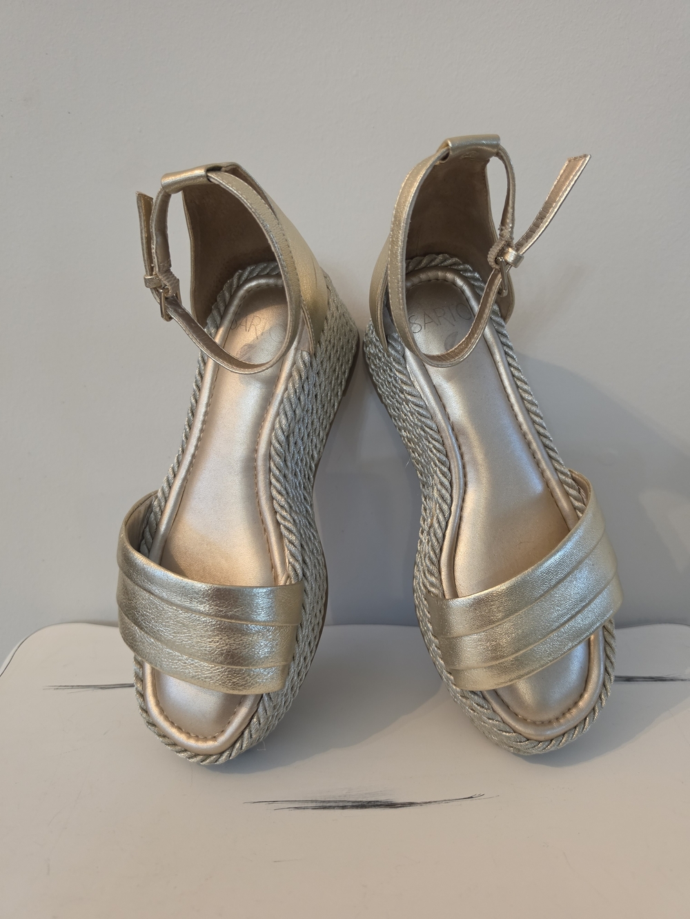 Metallic Gold Women's Espadrille Wedge Sandals